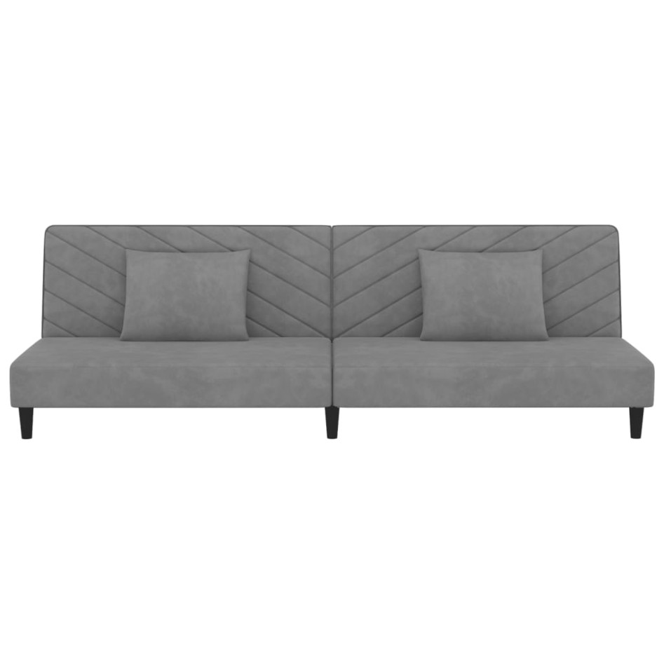 Sofá cama de 2 plazas con dos almohadas terciopelo gris