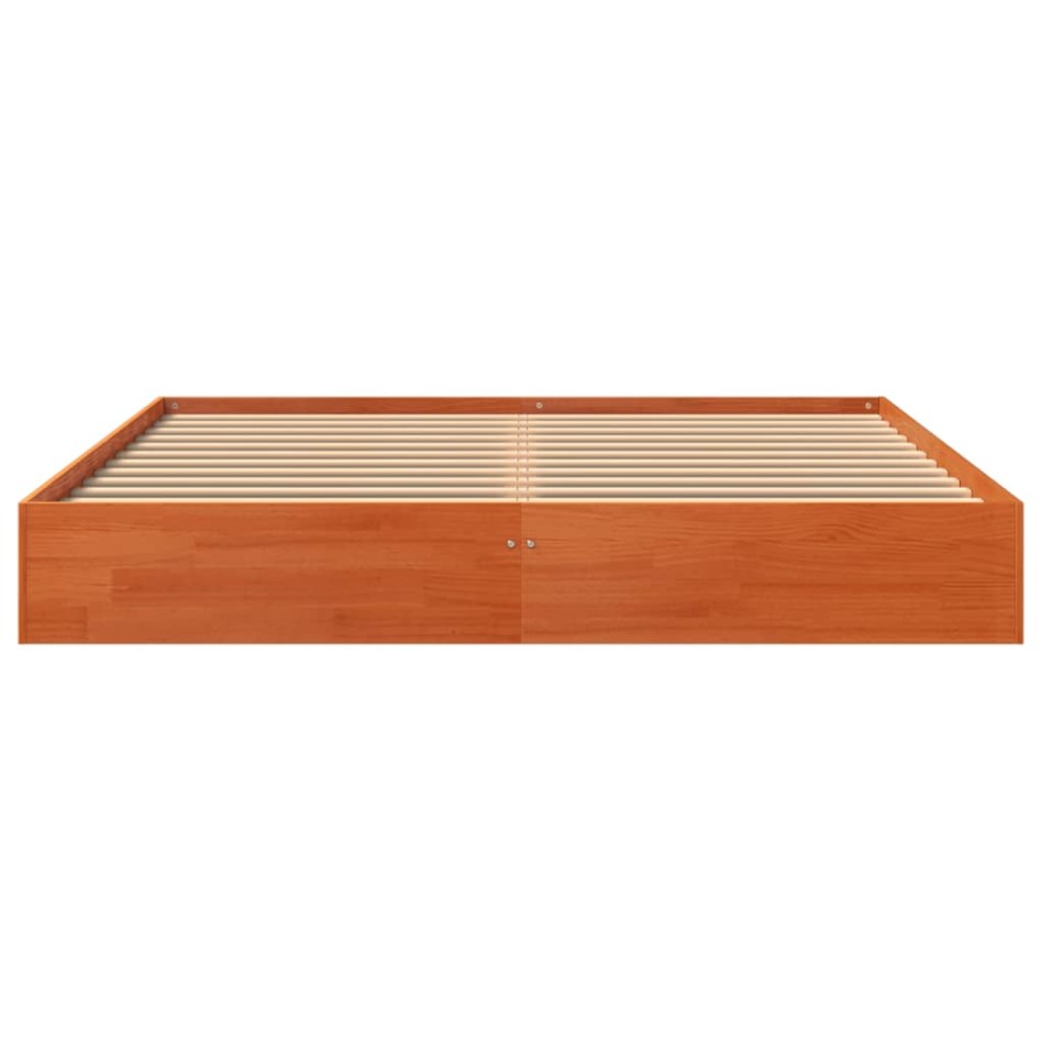 Estructura de cama madera maciza pino marrón cera 160x200