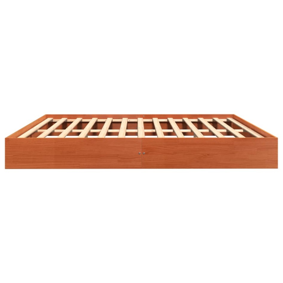Estructura de cama madera maciza pino marrón cera 120x200