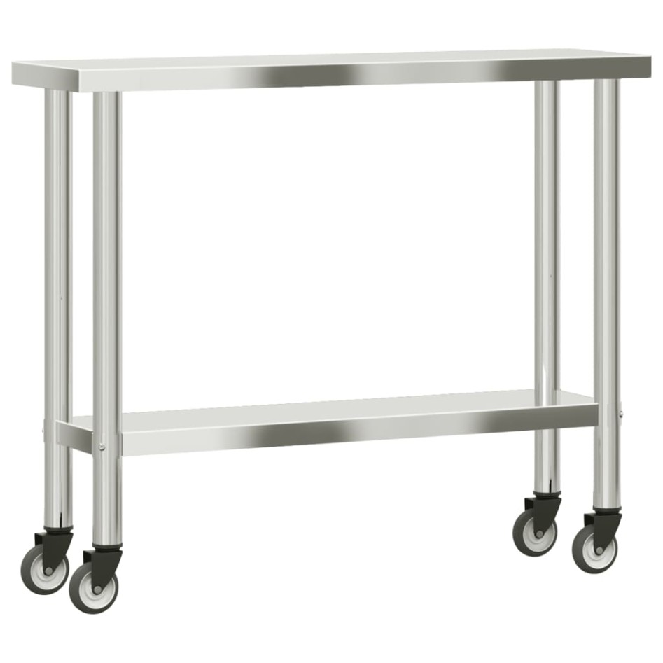 Mesa de trabajo de cocina con ruedas acero inox 110x30x85