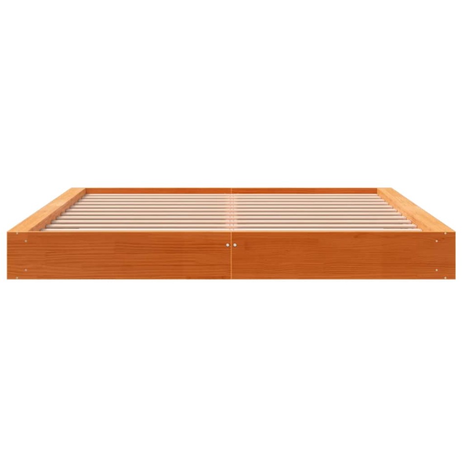 Estructura de cama madera maciza pino marrón cera 180x200