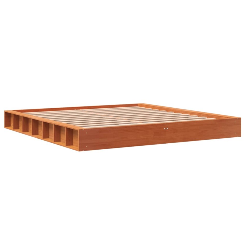 Estructura de cama madera maciza pino marrón cera 180x200