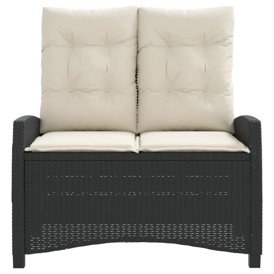 Sillón reclinable de jardín con cojines ratán sintético