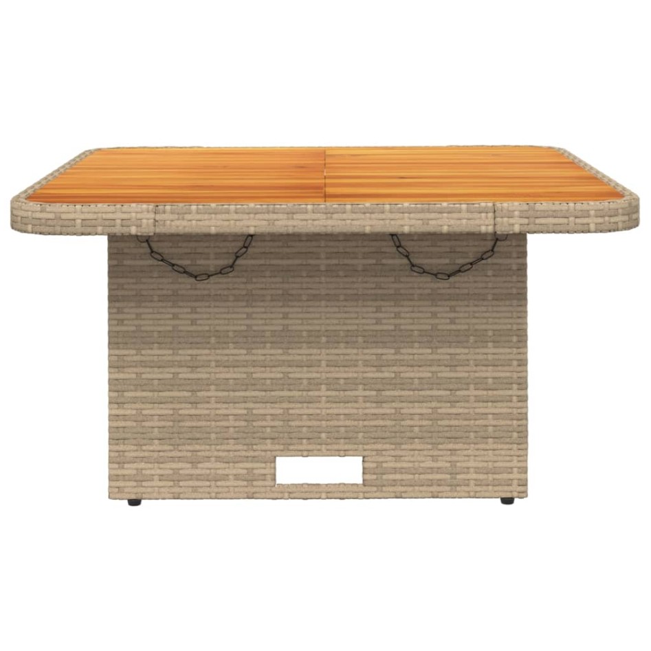 Mesa de jardín ratán sintético madera acacia beige 80x80x71