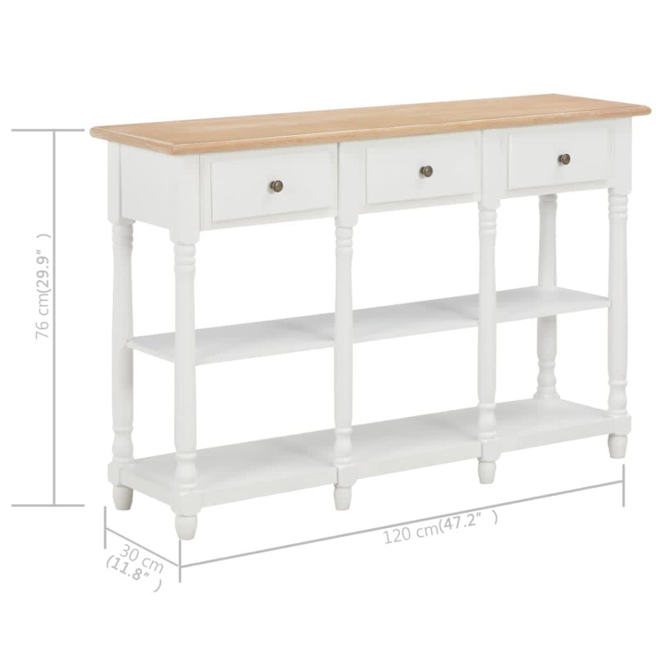 Mesa consola de MDF blanca 120x30x76