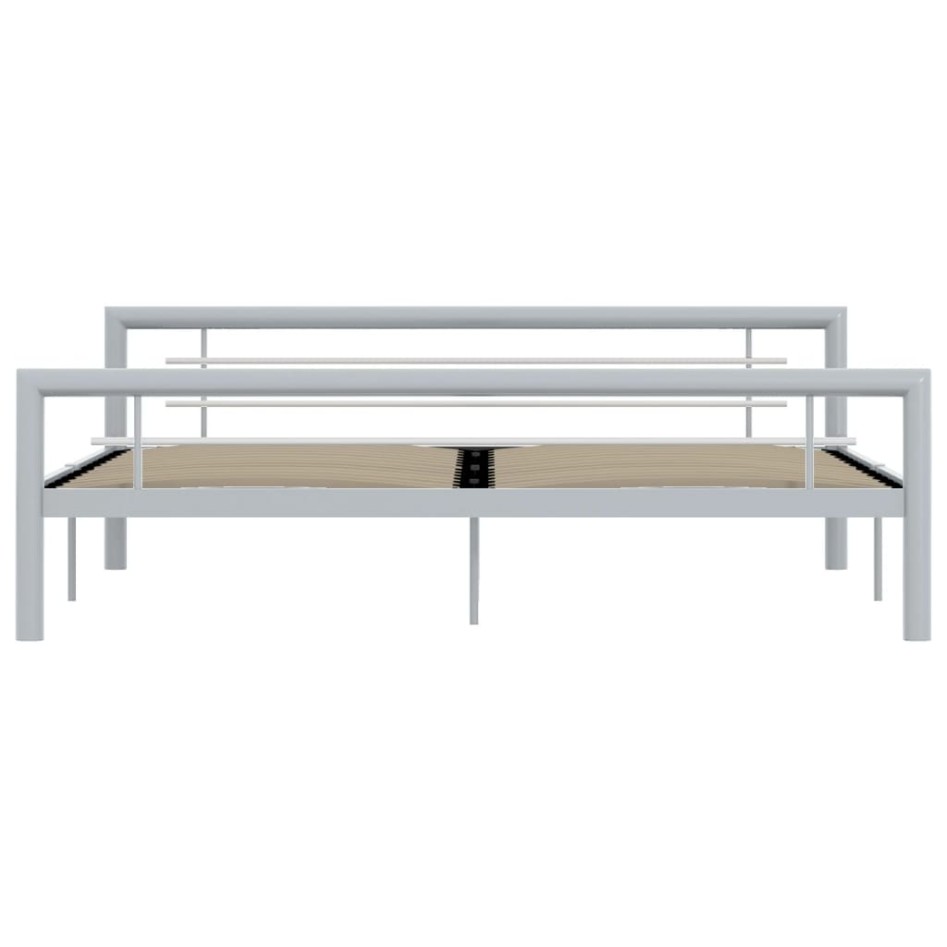 Estructura de cama de metal gris y blanco 180x200