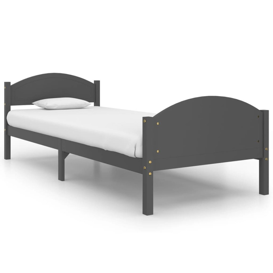 Estructura de cama madera maciza de pino gris oscuro 100x200