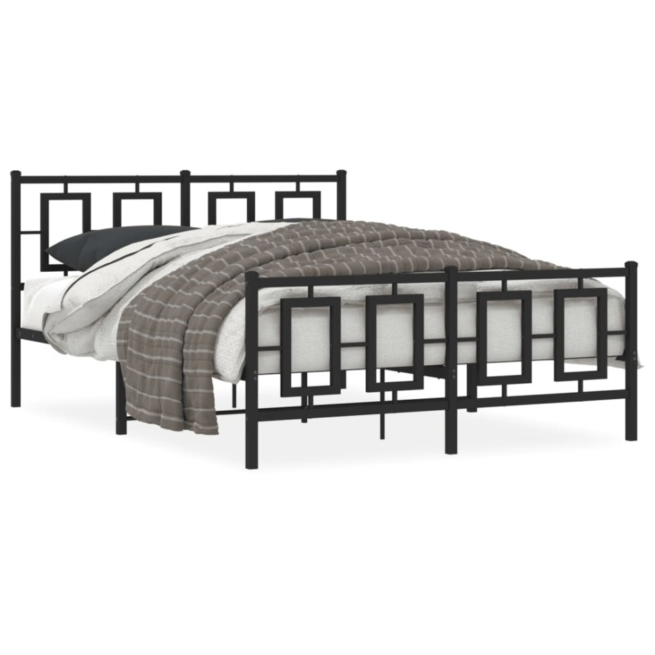 Estructura de cama cabecero y estribo metal negro 140x190