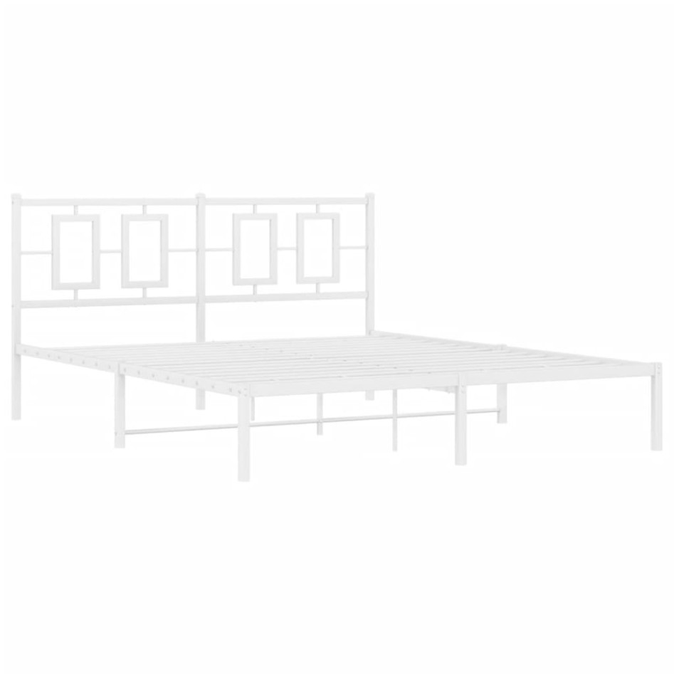 Estructura de cama de metal con cabecero blanca 150x200