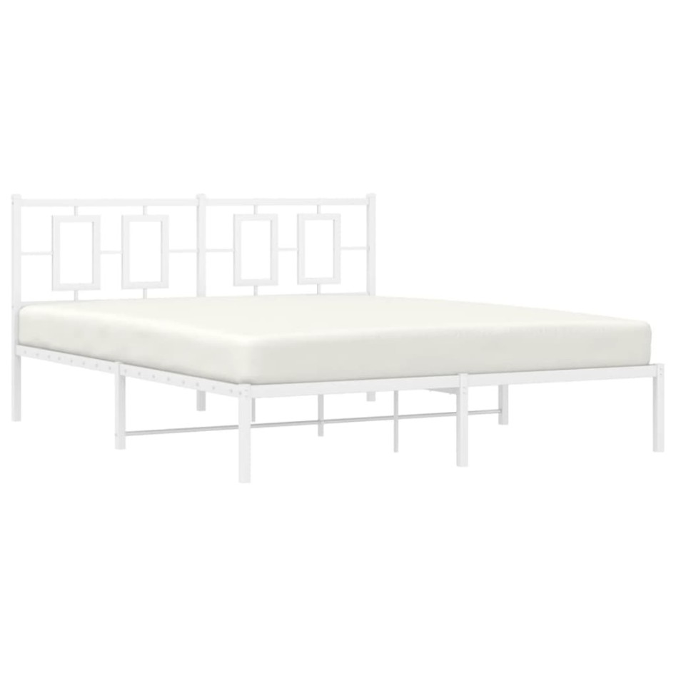 Estructura de cama de metal con cabecero blanca 150x200