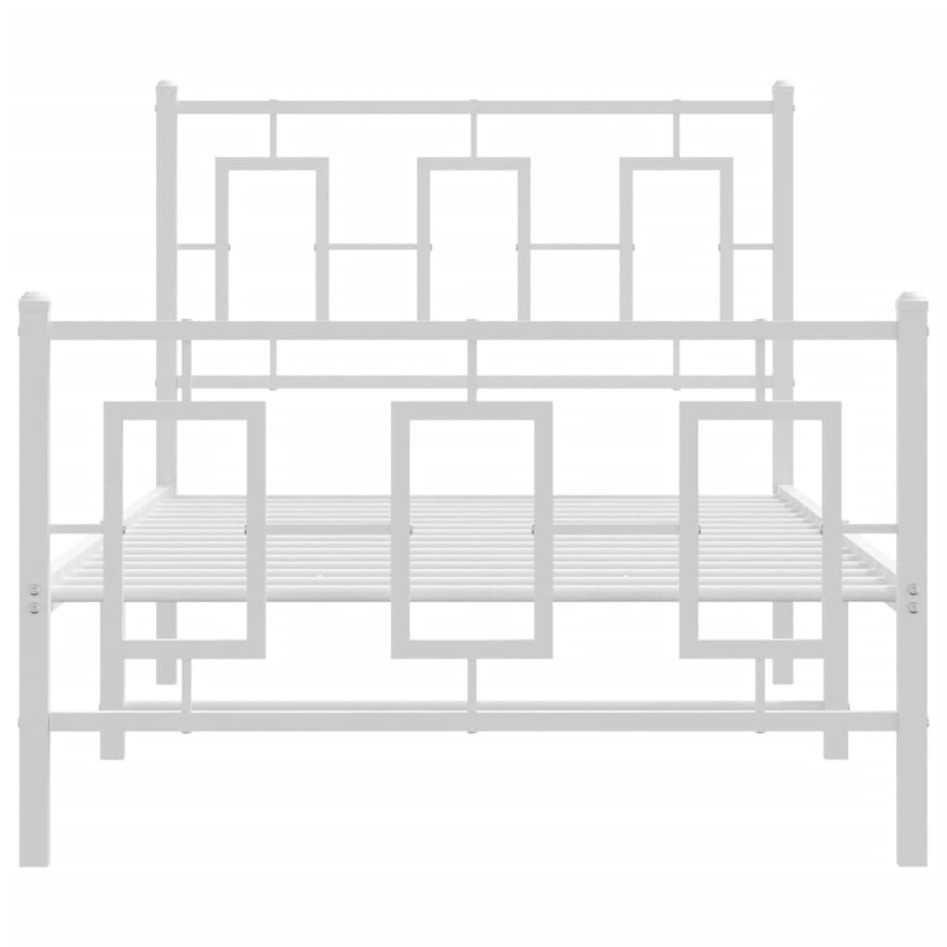 Estructura cama metal con cabecero y pie cama blanca 90x200