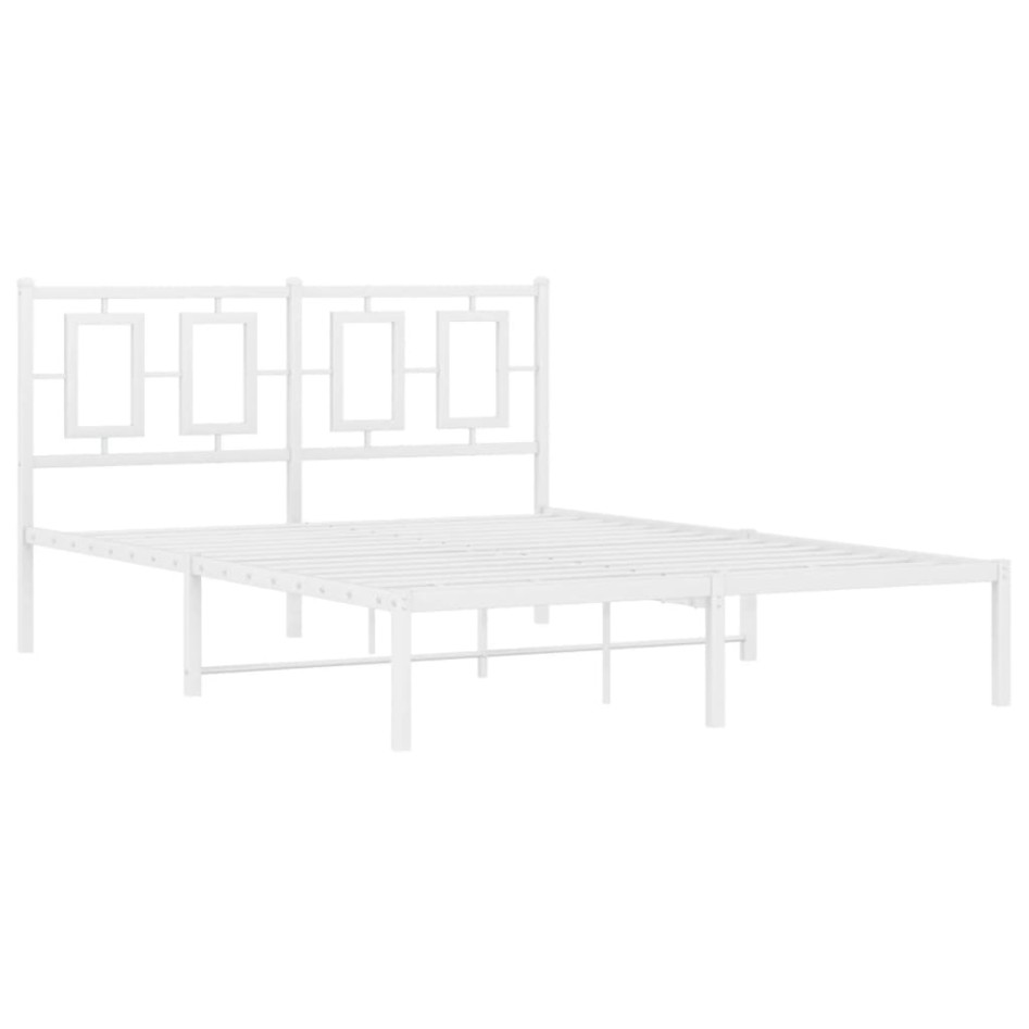 Estructura de cama de metal con cabecero blanca 140x190