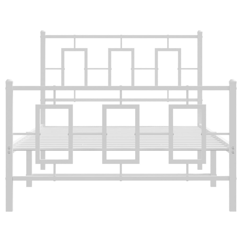 Estructura cama metal con cabecero y pie cama blanca 100x200