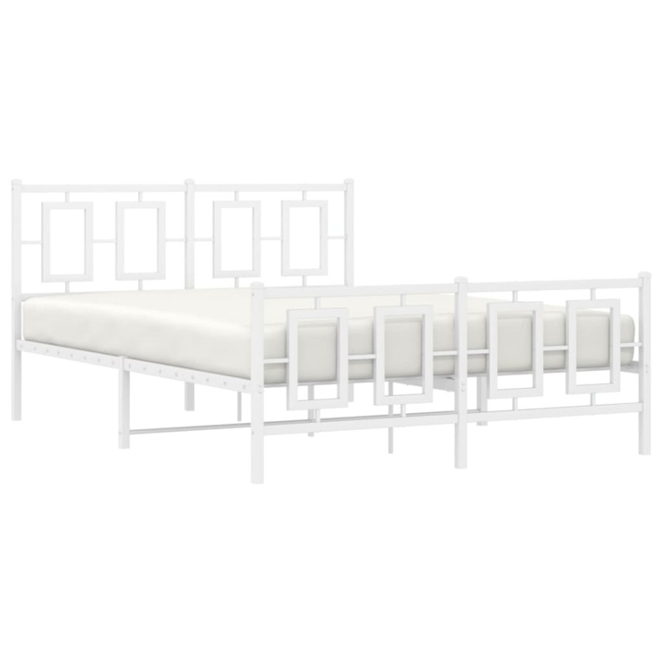 Estructura cama metal cabecero y estribo blanco 140x190
