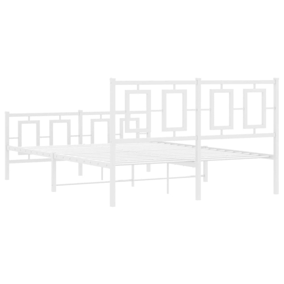 Estructura cama metal cabecero y estribo blanco 140x190