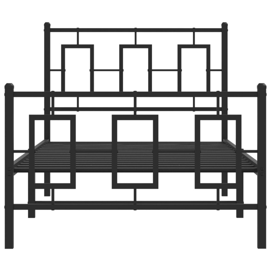 Estructura de cama con cabecero y estribo metal negro 90x200