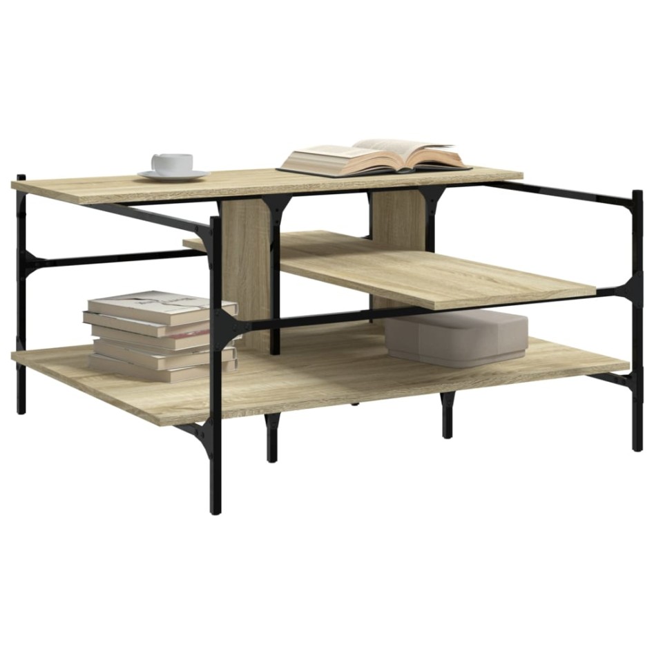 Mesa de centro madera ingeniería roble Sonoma 100x100x48,5