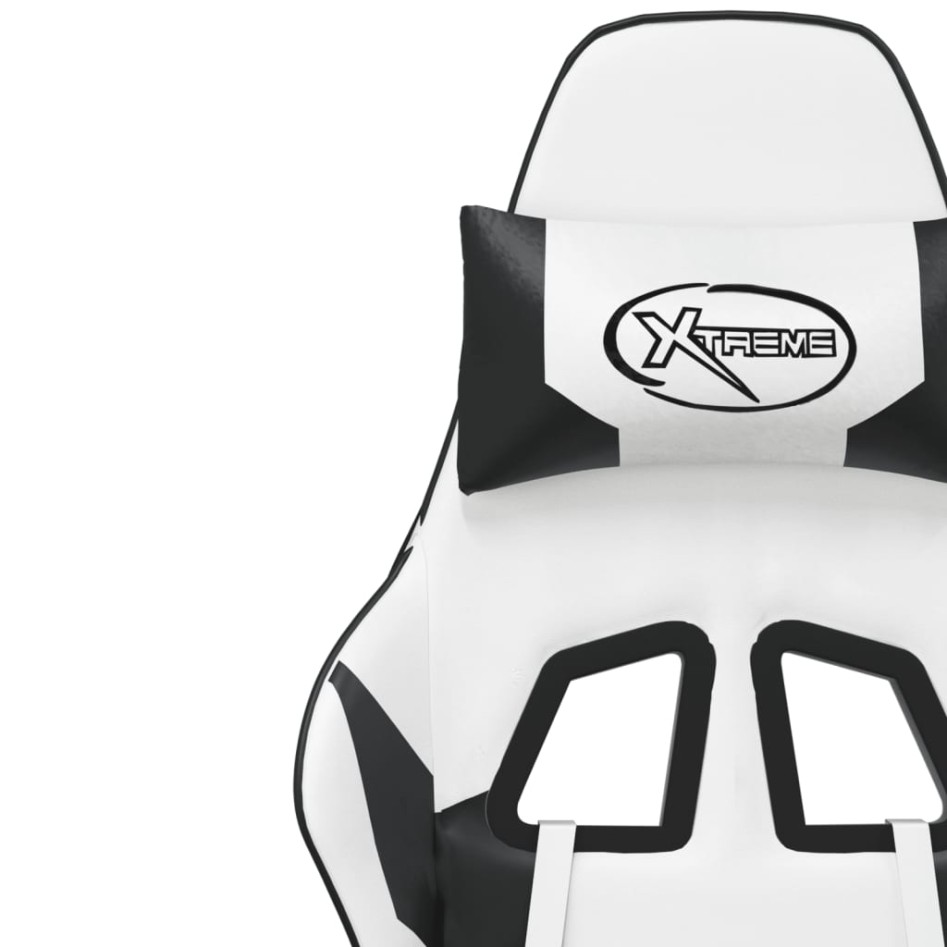 Silla gaming de masaje cuero sintético blanco y