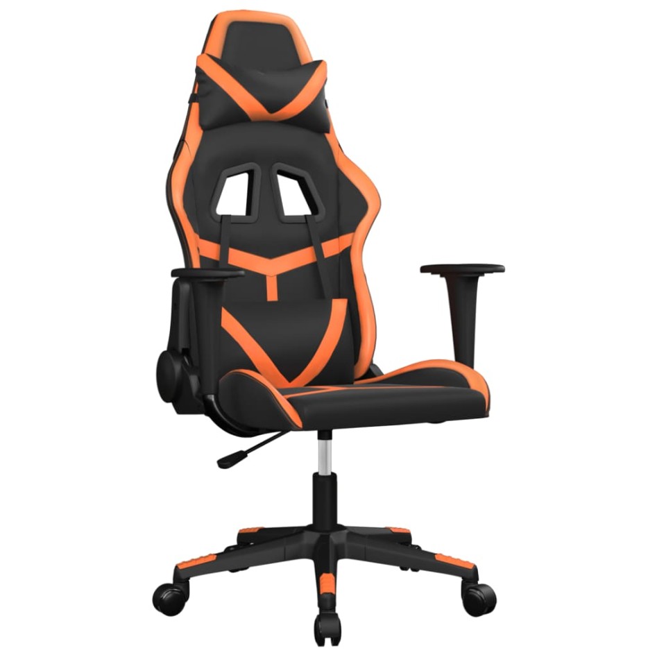 Silla gaming de masaje cuero sintético negro y