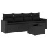 Set de muebles de jardín 5 pzas y cojines ratán sintético