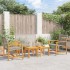 Juego de bistro de 5 piezas ratán PE gris y madera de