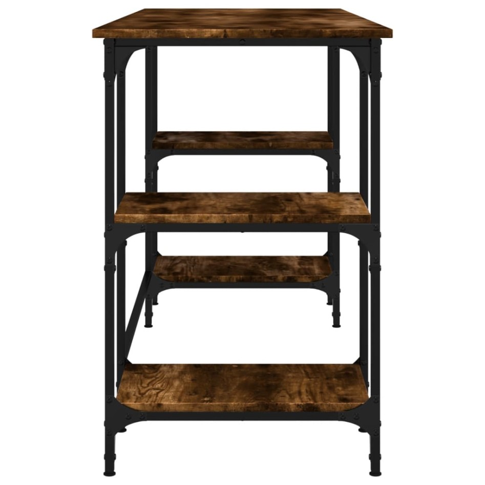 Escritorio metal madera ingeniería roble ahumado 140x50x75