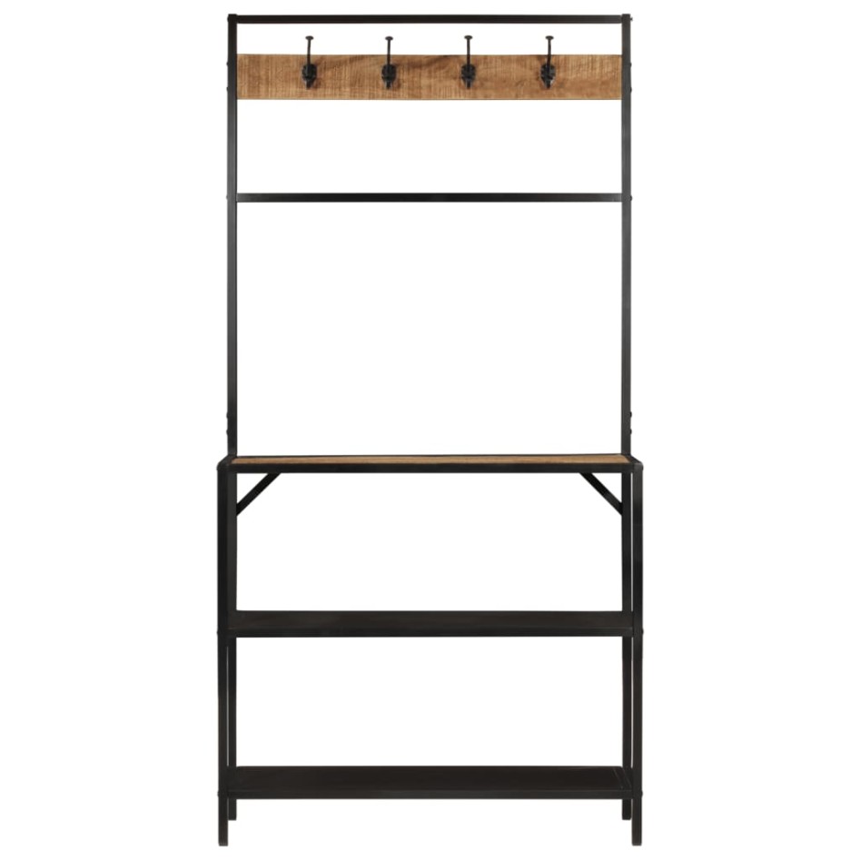 Perchero madera maciza mango y hierro 90x35x180