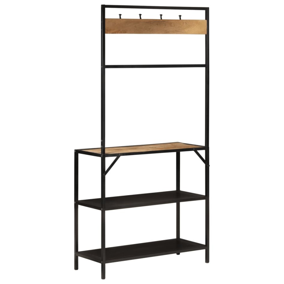 Perchero madera maciza mango y hierro 90x35x180