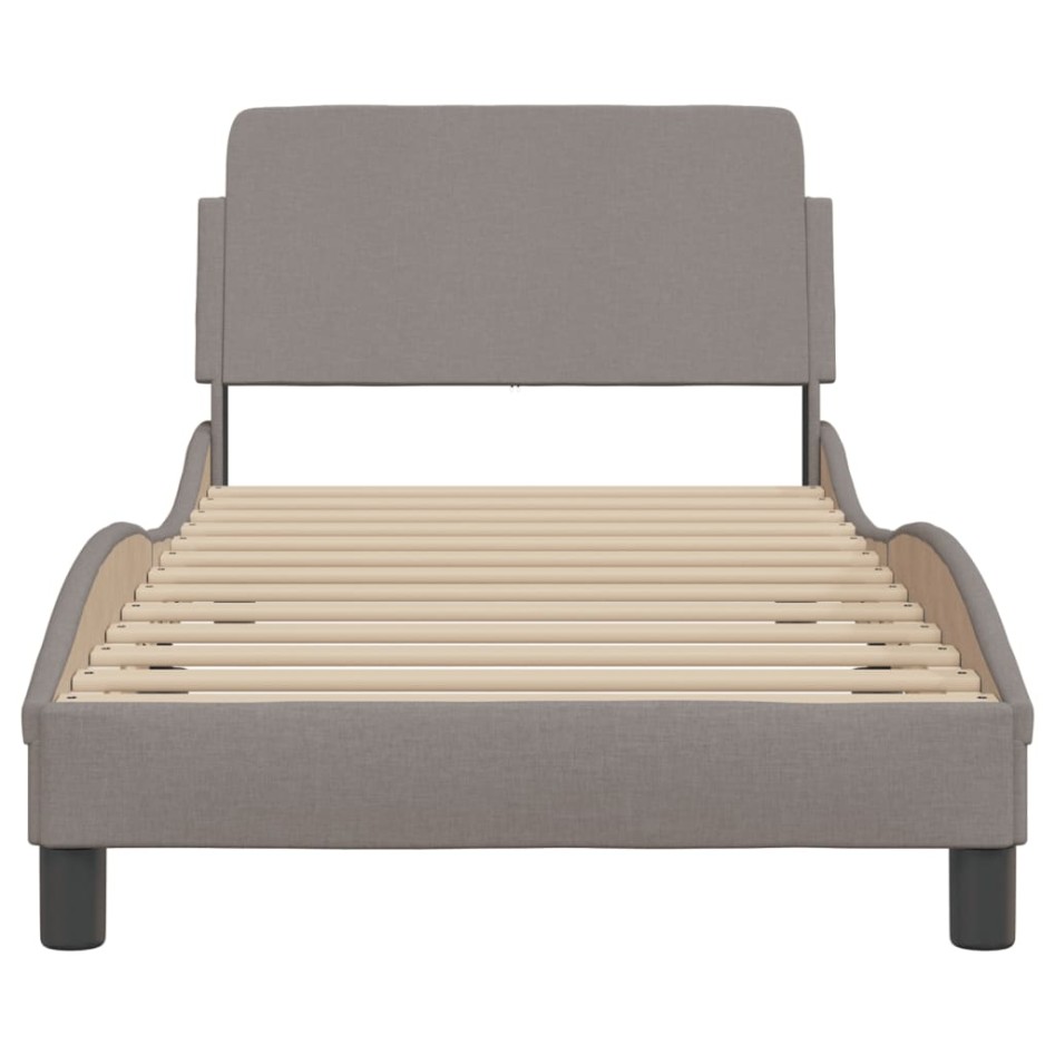 Estructura de cama con cabecero de tela gris taupe 80x200