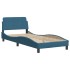 Estructura cama con cabecero terciopelo azul 80x200