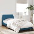 Estructura cama con cabecero terciopelo azul 80x200