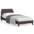 Estructura de cama con cabecero de tela marrón oscuro 90x190