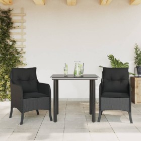 Set comedor de jardín 3 pzas con cojines ratán sintético