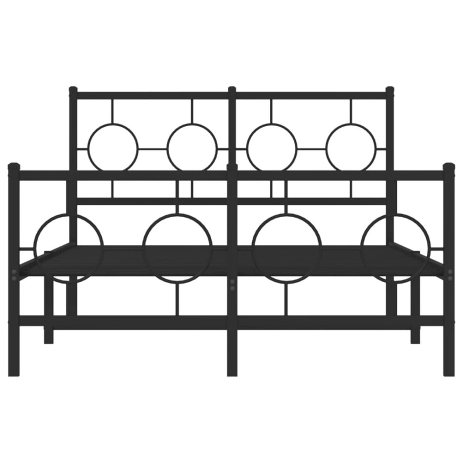 Estructura de cama con cabecero y pie metal negro 120x190