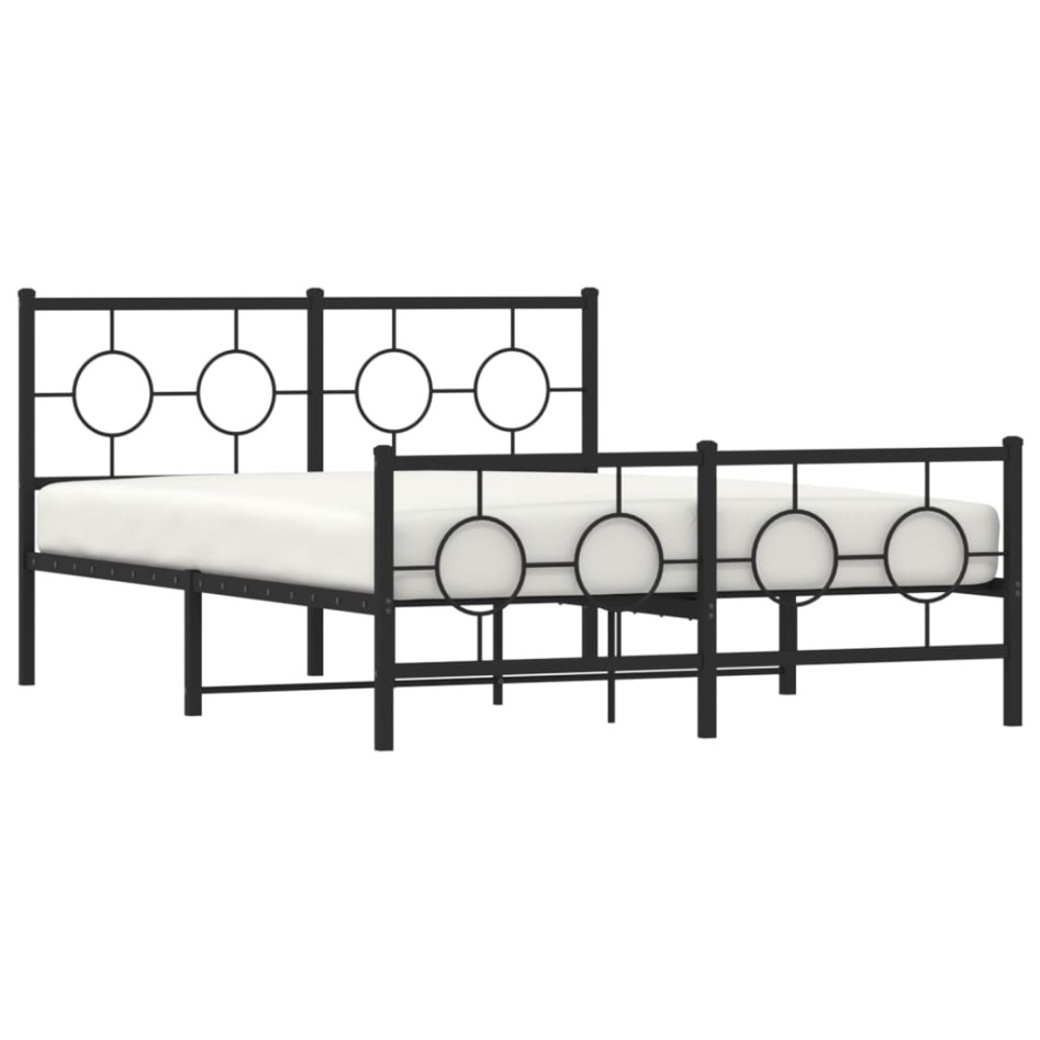 Estructura de cama cabecero y estribo metal negro 135x190