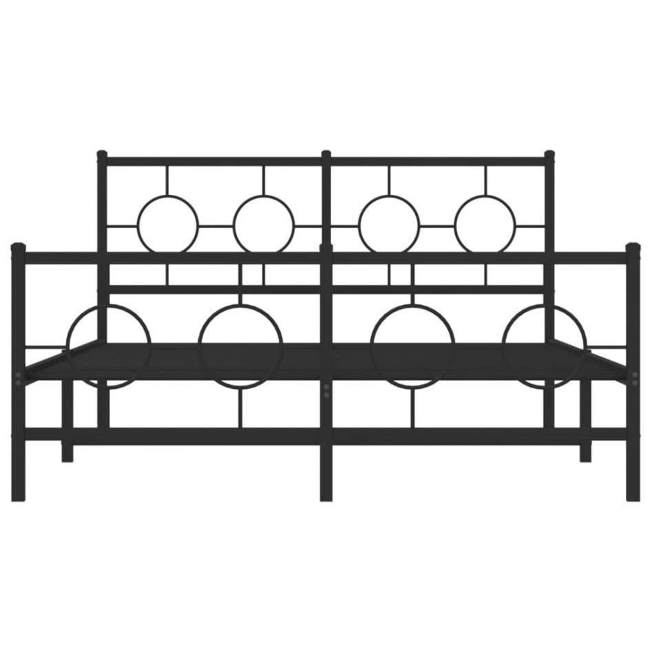 Estructura de cama cabecero y estribo metal negro 135x190