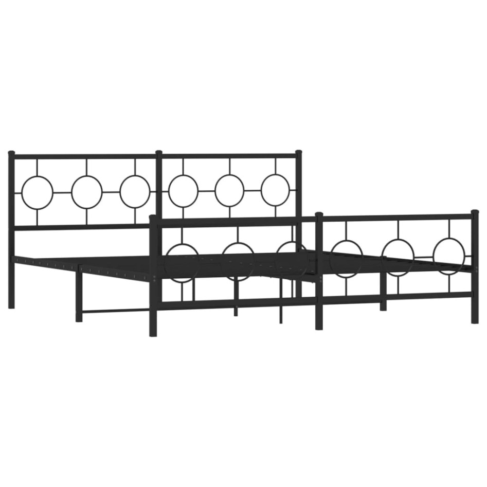 Estructura de cama cabecero y estribo metal negro 180x200