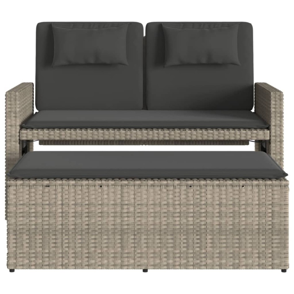 Sillón reclinable de jardín con cojines ratán sintético