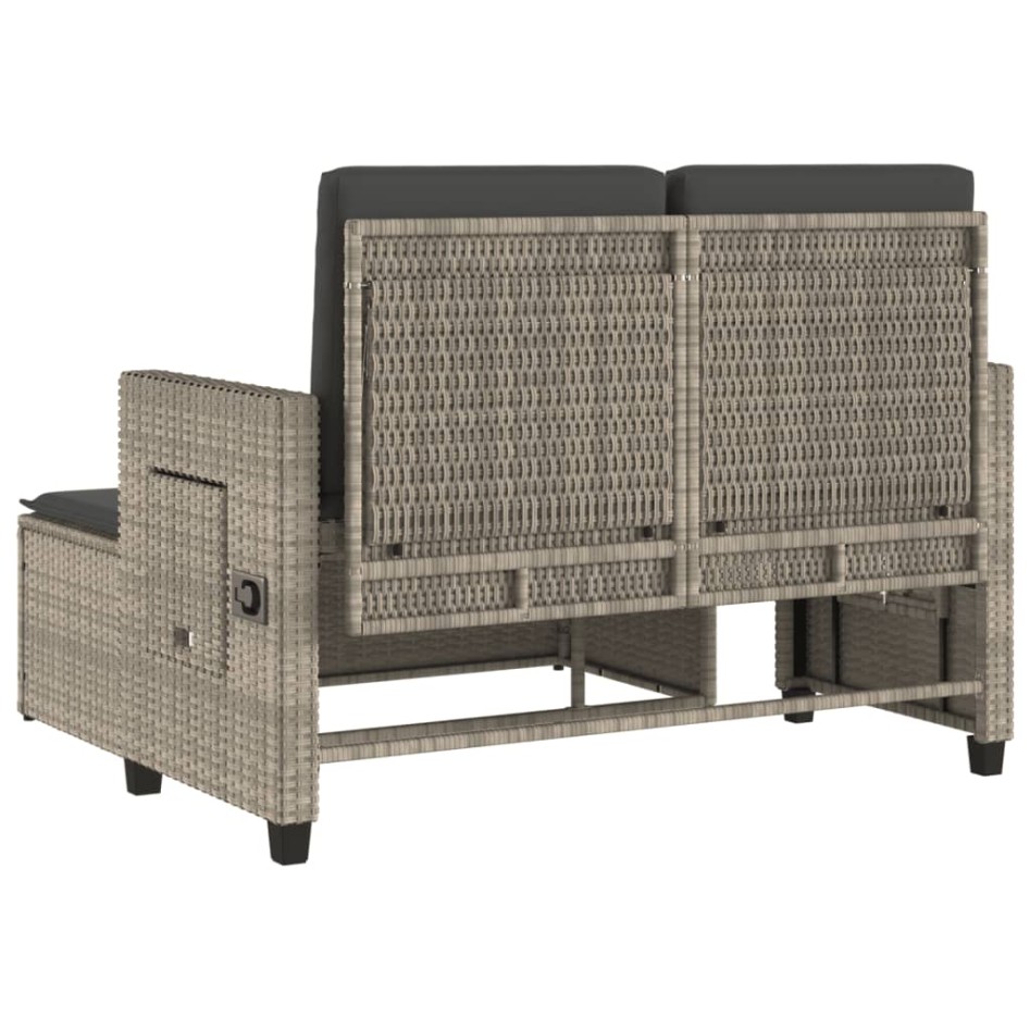 Sillón reclinable de jardín con cojines ratán sintético