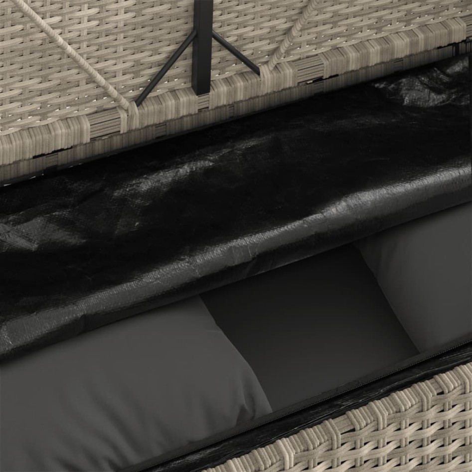 Banco de jardín con cojines ratán sintético gris