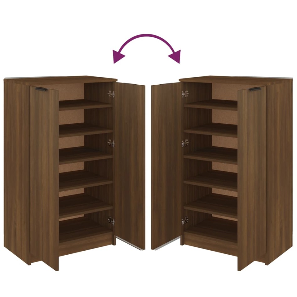 Mueble zapatero madera contrachapada marrón roble 59x35x100