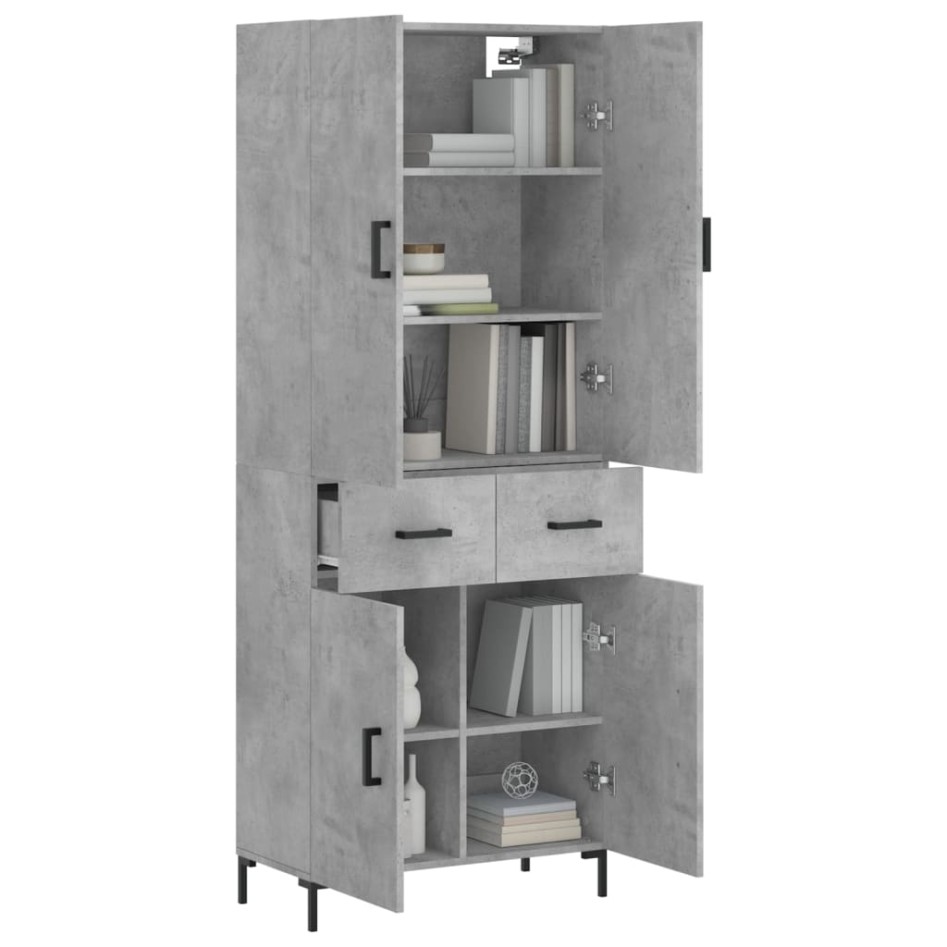 Aparador alto madera contrachapada gris hormigón 69,5x34x180