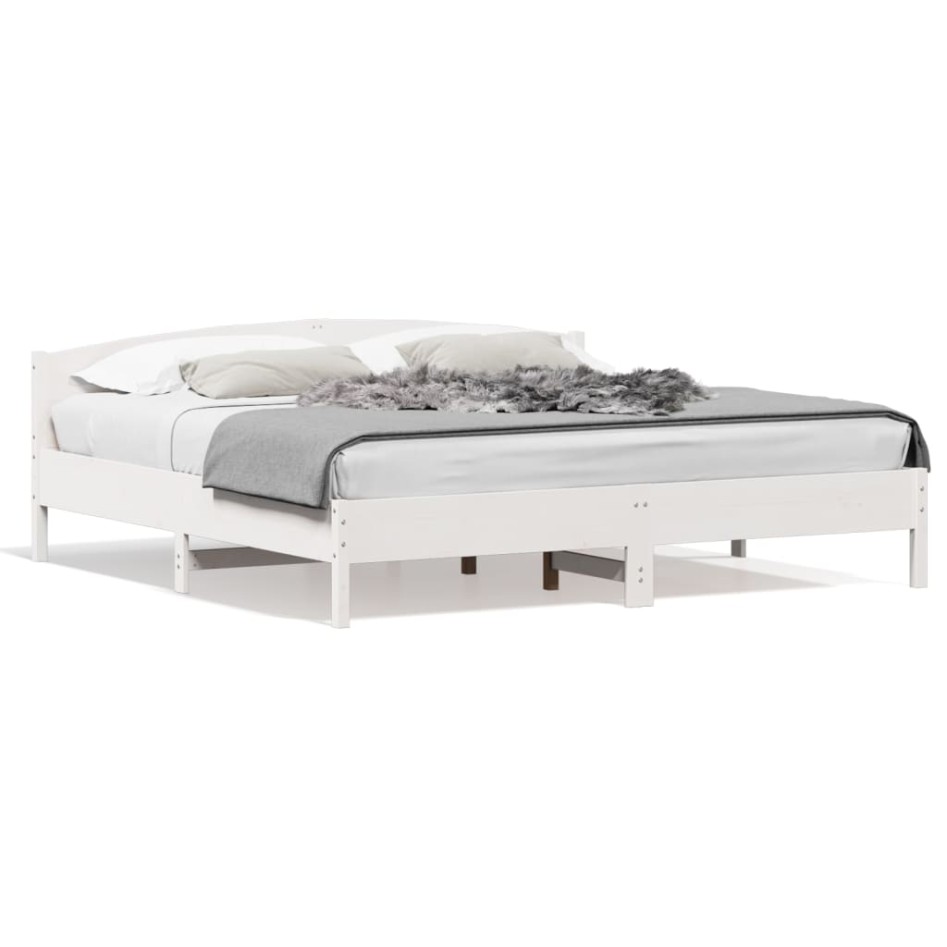 Estructura de cama con cabecero madera de pino blanco