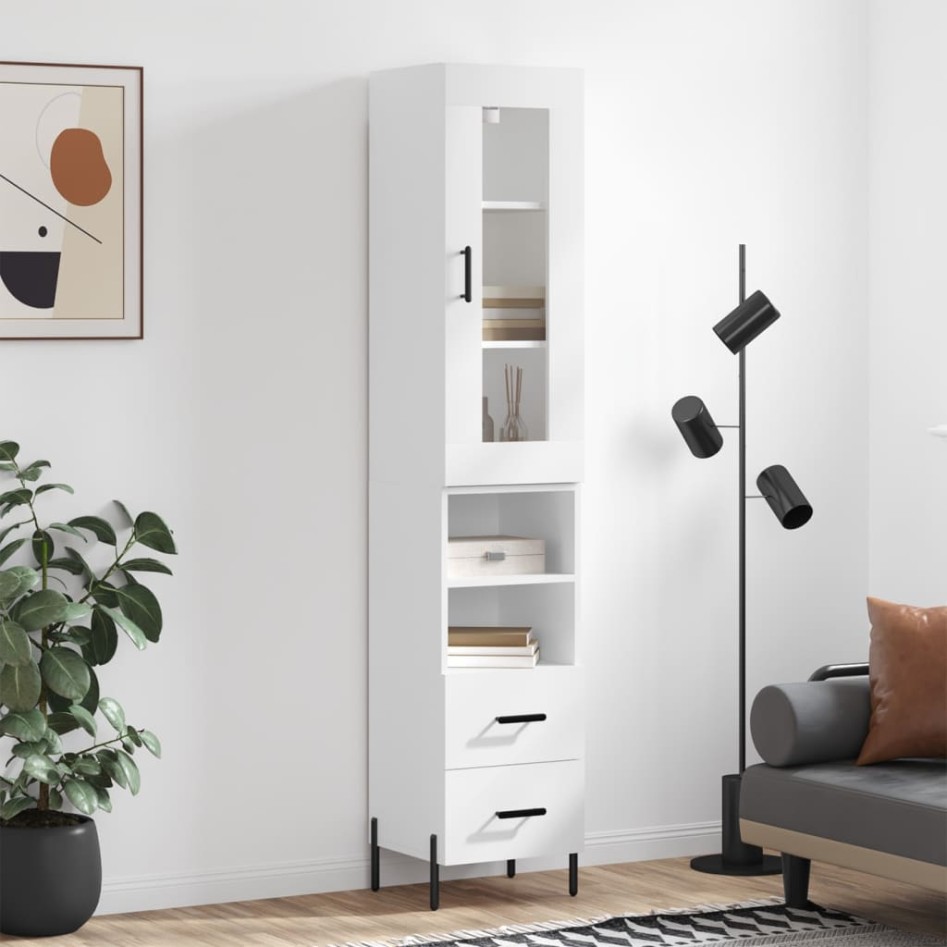 Aparador alto madera contrachapada blanco 34,5x34x180