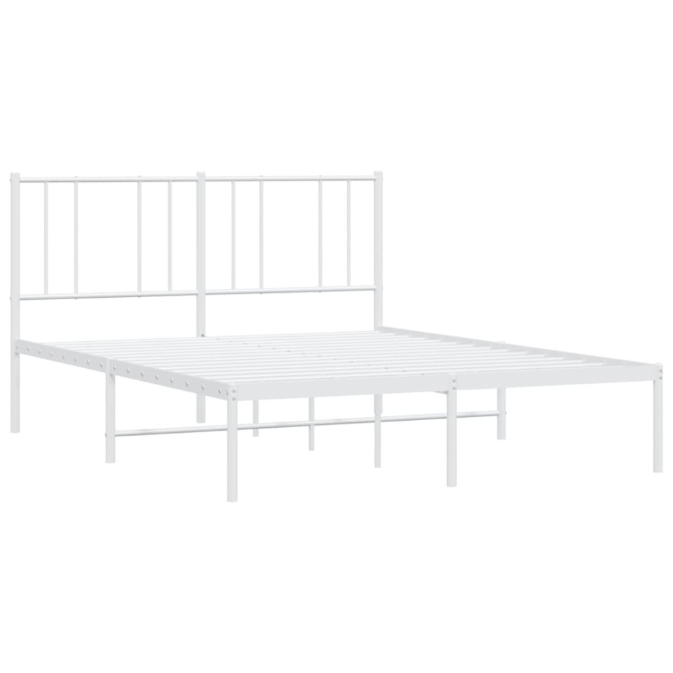Estructura de cama de metal con cabecero blanca 135x190