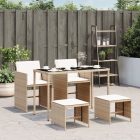 Set comedor de jardín 5 pzas con cojines ratán sintético
