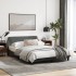 Estructura de cama con cabecero de tela gris oscuro 140x200