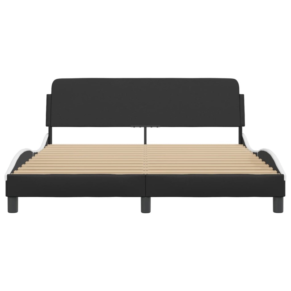 Estructura cama cabecero cuero sintético negro blanco
