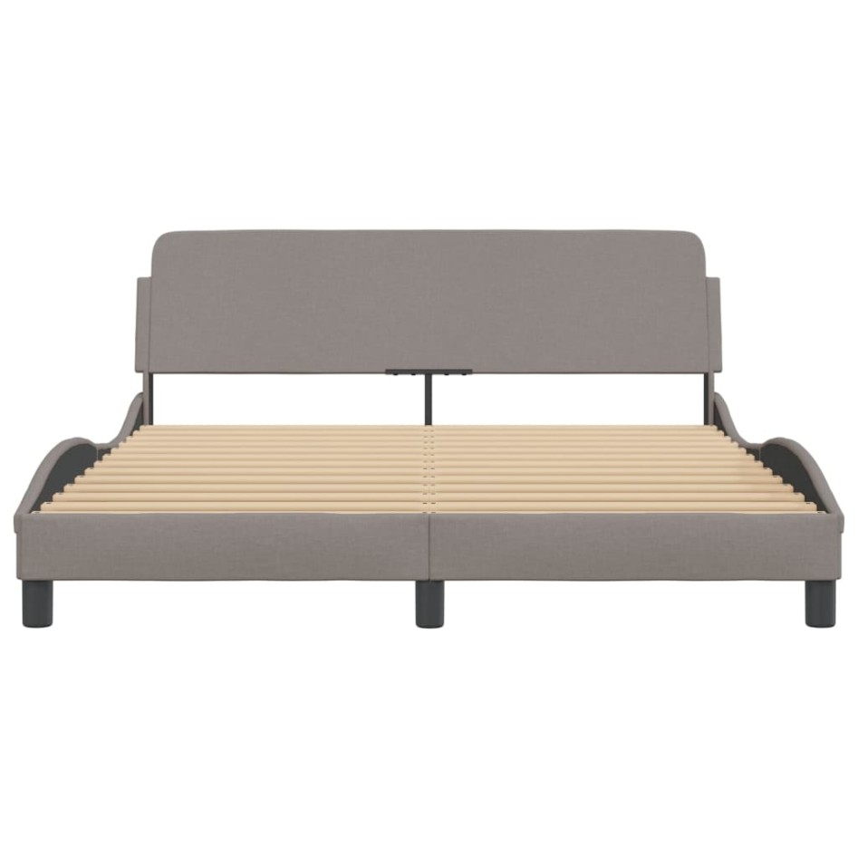 Estructura de cama con cabecero de tela gris taupe 160x200