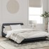 Estructura cama con cabecero terciopelo gris oscuro 140x190